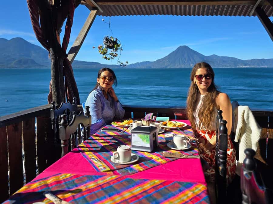 FROM ANTIGUA, ROUND TRIP: EXPLORING THE VILLAGES OF LAKE ATITLÁN. - The private boat and the volcano views