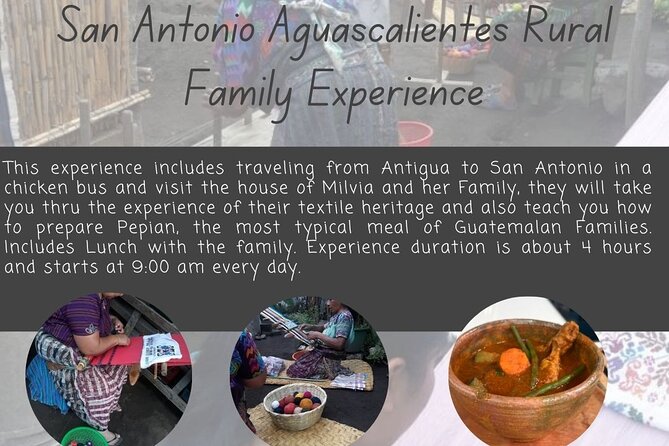 San Antonio Aguascalientes Weaving Tour from Antigua - Eating chicken pepián or a vegetarian lunch